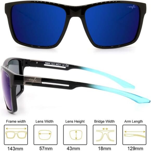 Fishing Polarized Sunglasses for Men Driving Running Golf Sports Glasses Square - Picture 2 of 7